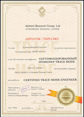 Сертификат - Trace Mode
